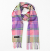Extra Fine Merino Scarf - Pink, Pale Green and Purple Check