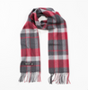 Extra Fine Merino Scarf - Charcoal Silver Red Check